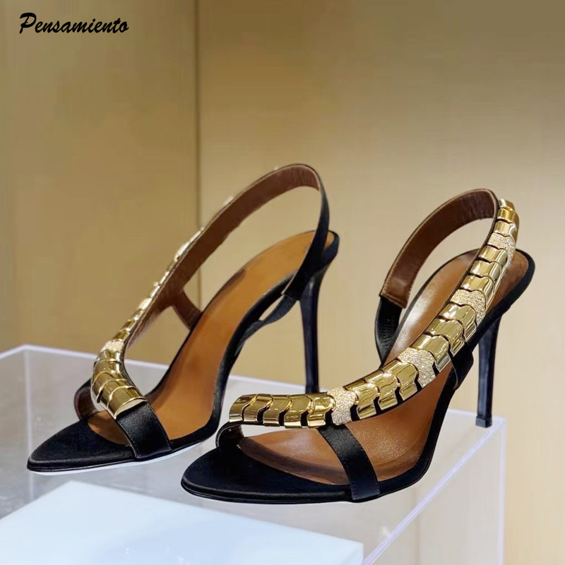 Rhinestone Sandal Women - Sandal Gladiator Wanita Satin Berpayet Rhinestone