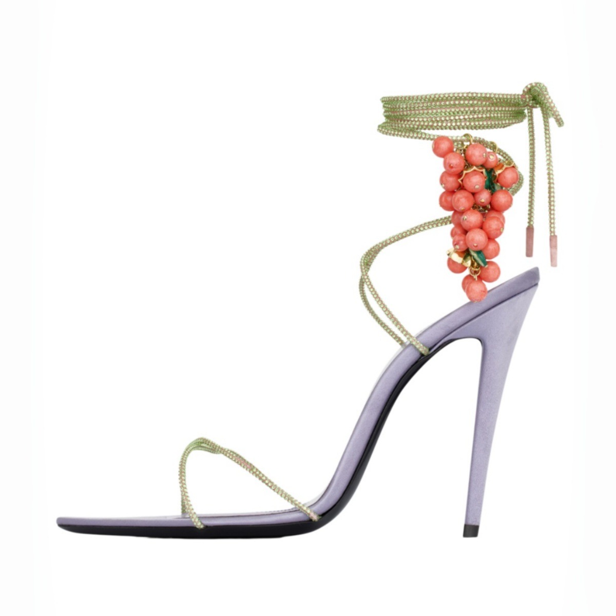 Rhinestone Sandal Women - Sandal Stiletto Wanita 3D Hias Buah