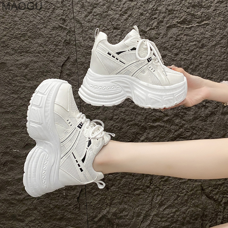 Women Shoes Store - Sepatu Sneakers Wanita Bertumit Tinggi 10CM,