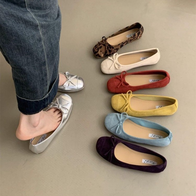 Women'S Shoes Red Bottoms - Sepatu Balet Datar Perak Sol Lembut