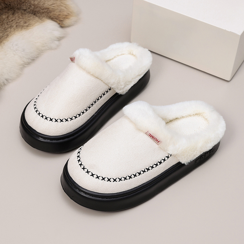 Women Shoes Mules - Sandal Wanita Winter Fuzzy Mule, Sandal