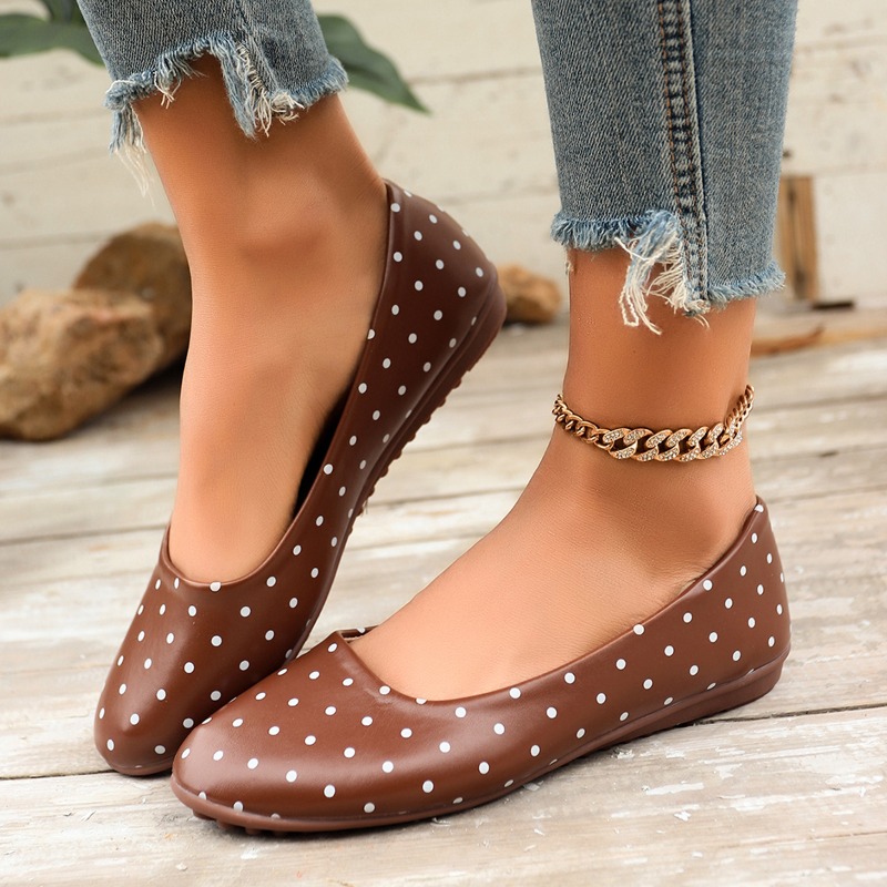 Sepatu Flat Wanita Putih Polka - Women Shoes Wedges ulasan dan harga