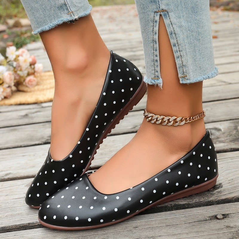 Sepatu Flat Wanita Putih Polka - Women Shoes Wedges ulasan dan harga