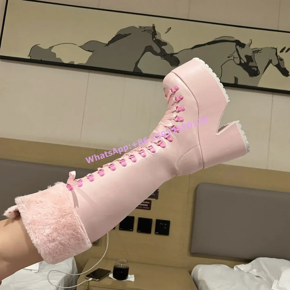 Sepatu Bot Berbulu Merah Muda  - Ribbon Tie Heel ulasan dan harga