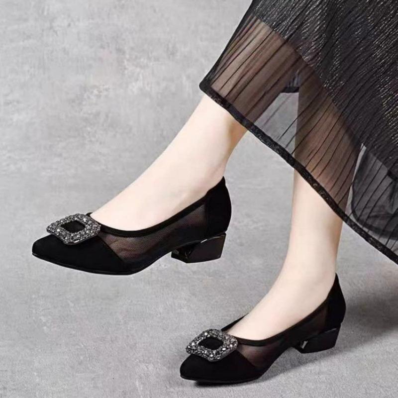 Sepatu Pumps Hak Blok Berujung - Women'S Shoes Temu ulasan dan harga